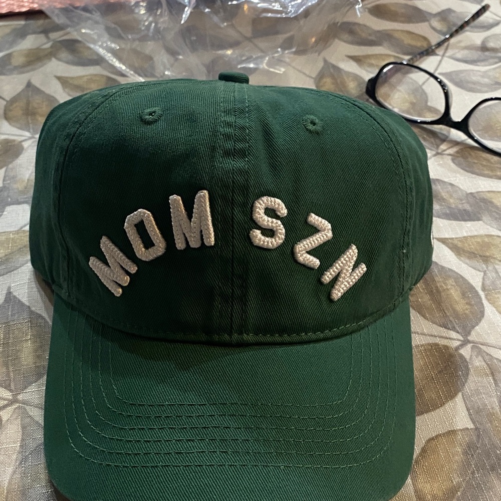 Green Baseball Mom SZN Cap with Embroidered Letters